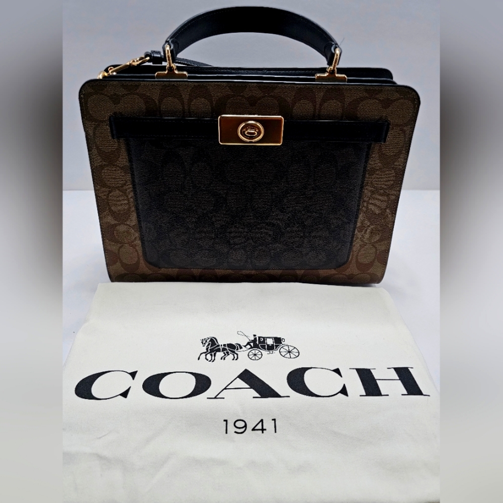 NWT Coach Lane Carryall In Block Signature Coated Canvas C8596 - Picture 1 of 16